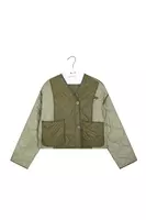 Khaki and sage green quilted bomber jacket  image