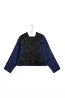 Midnight blue and black quilted bomber jacket  image