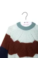 Pale mint green and chocolate brown open knit sweater  image