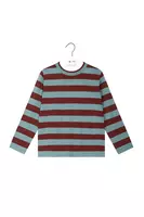 Brick and dusty aqua striped sweater  image