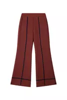 Chocolate brown trompe l'oeil knit trousers  image