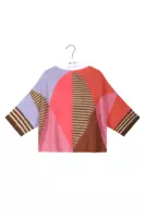 Pink colour block and striped sweater  image