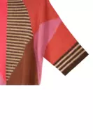 Pink colour block and striped sweater  image