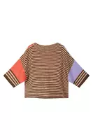 Pink colour block and striped sweater  image