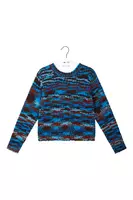 Maglione a maglia mista blu e marrone image