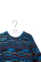 Maglione a maglia mista blu e marrone image