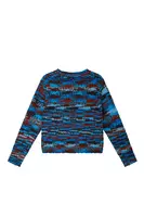 Maglione a maglia mista blu e marrone image