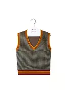 Gilet in jersey jacquard color verde bottiglia e senape  image