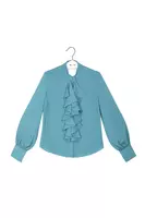 Dusty teal blouse with ruffles  image