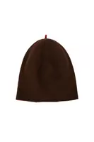 Chocolate brown slouchy hat with contrast tip  image