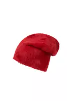 Fluffy ruby red beanie hat image