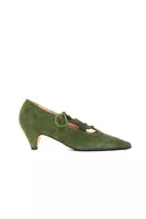 Sage green suede studded pumps  image