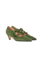 Sage green suede studded pumps  image