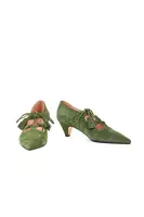 Sage green suede studded pumps  image