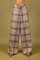 Camel and smoke plaid palazzo trousers  image