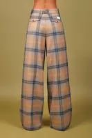 Camel and smoke plaid palazzo trousers  image