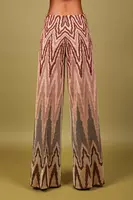 Metallic Wine degradé geometric jacquard knit trousers  image