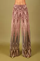 Metallic Wine degradé geometric jacquard knit trousers  image