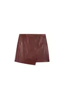 Wine Faux Leather Mini Skirt  image