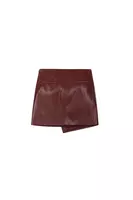 Wine Faux Leather Mini Skirt  image