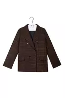 Chocolate Brown Metallic Check Blazer  image