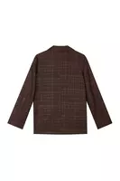 Chocolate Brown Metallic Check Blazer  image