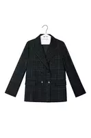 Fir Green Metallic Check Blazer  image