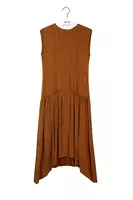 Caramel Brown Dress with Gathers  image