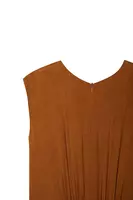 Caramel Brown Dress with Gathers  image