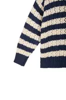 Royal Blue and White Striped Turtleneck Sweater  image