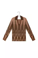 Metallic Wine Degradé Geometric Jacquard Sweater image