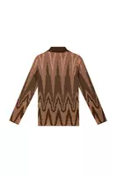 Metallic Wine Degradé Geometric Jacquard Sweater image