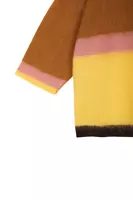 Maglione colourblock marrone caramello e giallo limone image