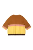 Maglione colourblock marrone caramello e giallo limone image