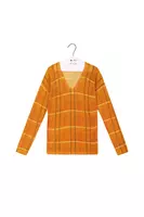 Saffron and Lemon Yellow Check Printed Sweater  image