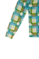 Aqua Abstract Check Printed Cardigan  image