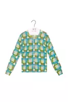 Aqua Abstract Check Printed Cardigan  image