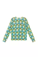 Aqua Abstract Check Printed Cardigan  image