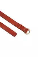 Cognac Leather Belt with Round Buckle  image