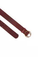 Burgundy Leather Belt with Round Buckle  image