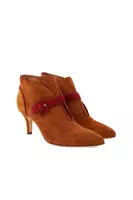 Cognac suede ankle boots with pomegranate straps  image