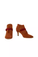 Cognac suede ankle boots with pomegranate straps  image