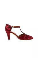 Berry velvet t-strap pumps  image