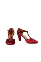 Berry velvet t-strap pumps  image