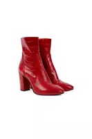 Ruby red printed leather ankle boots image