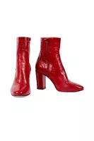 Ruby red printed leather ankle boots image