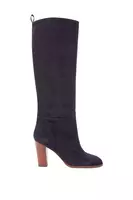 Midnight blue suede knee high boots  image