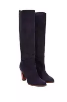 Midnight blue suede knee high boots  image