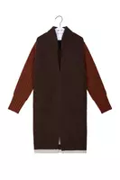 Cardigan a maglia grossa marrone cioccolato e cannella image