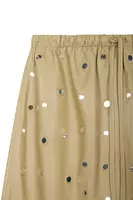 Pale Oil Leather Skirt with Mirror Embellishment  image